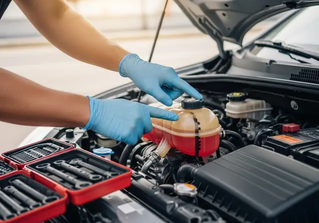 Checking coolant level after overheating