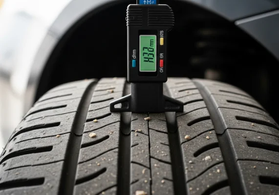 Checking tyre tread depth