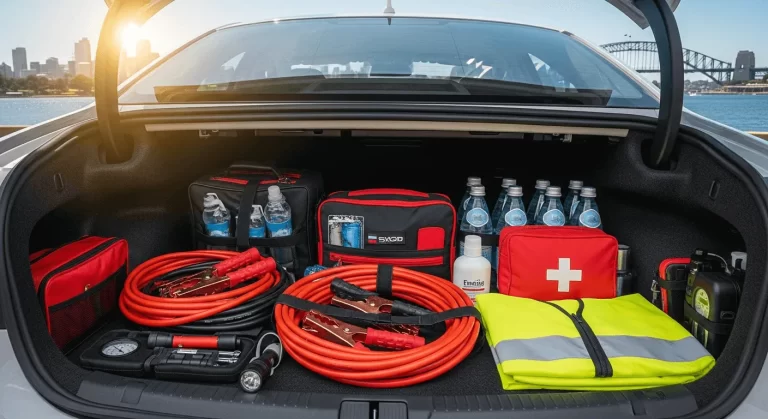 car emergency kit ready for roadside