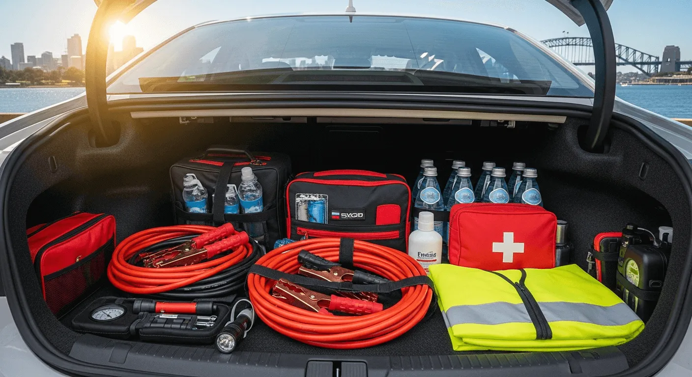 car emergency kit ready for roadside