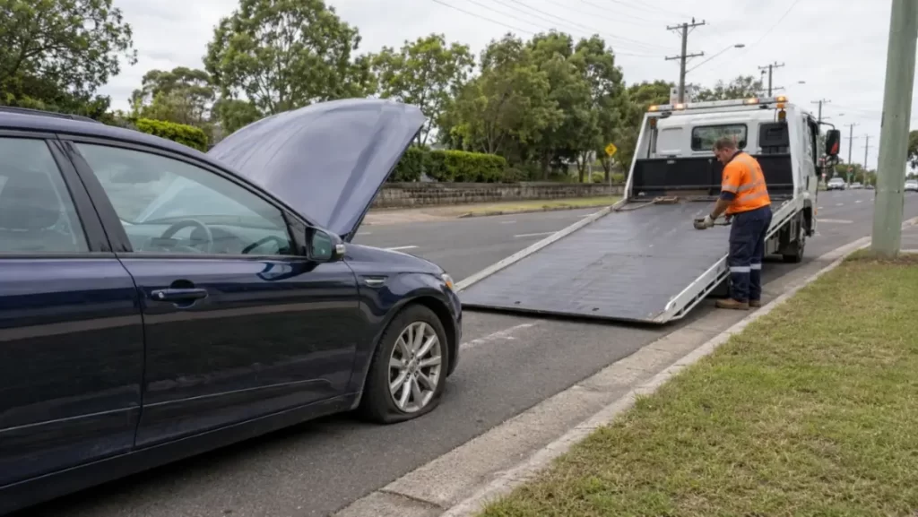 Car needing professional towing service